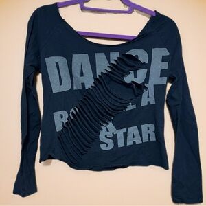 Vintage Havana Long Sleeve Black Cut Dance Graphic Women's Top Size Medium
